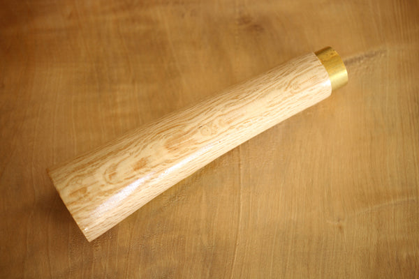 Japansk Quercus myrsinifolia træ håndtag blank messing bolster 150mm
