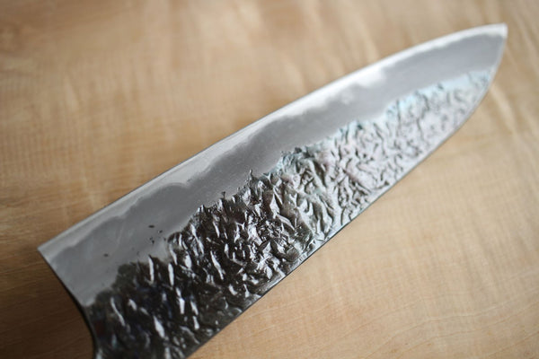 Kisuke Manaka blankblad Blå #2 stål Hånd smedet kasumi-hamret kok Gyuto kniv 190mm