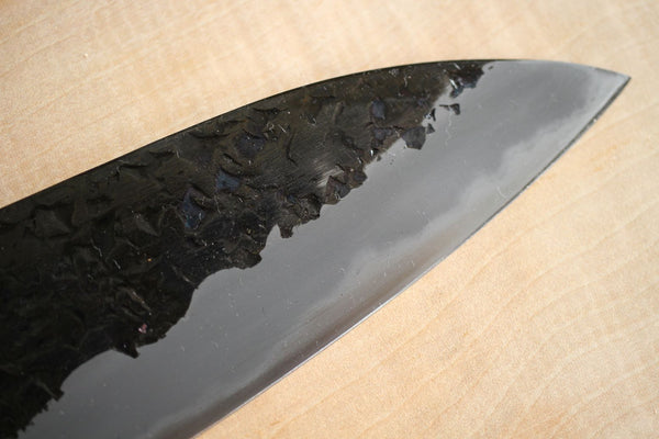 Kisuke Manaka blankblad Blå #2 stål Hånd smedet kasumi-hamret kok Gyuto kniv 190mm